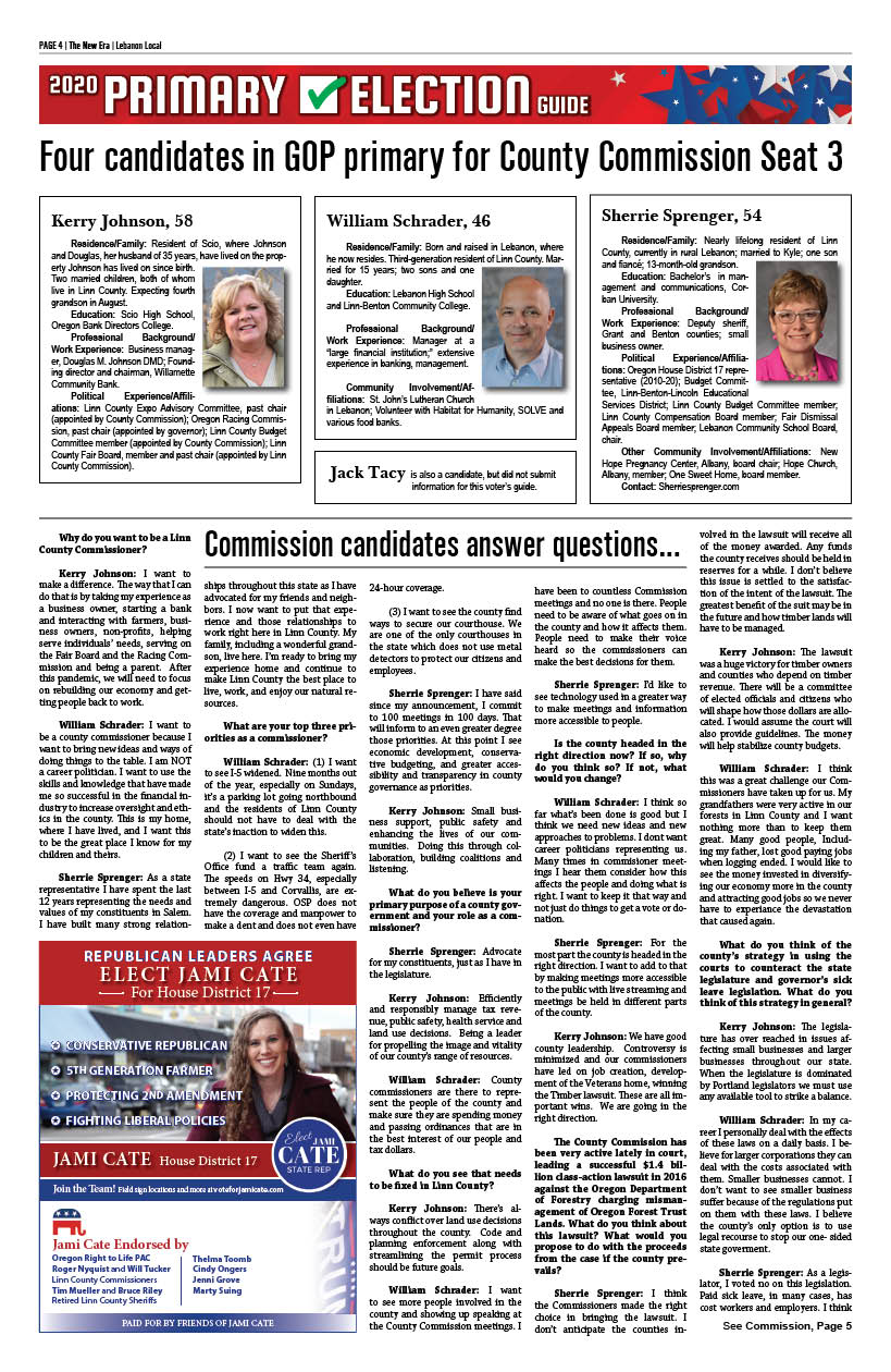Linn County 2020 Primary Election Guide Lebanon Local